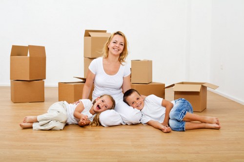 Removal van parked for a property move in East London