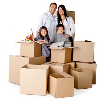 Packed moving boxes and furniture prepared for removals in Old Ford